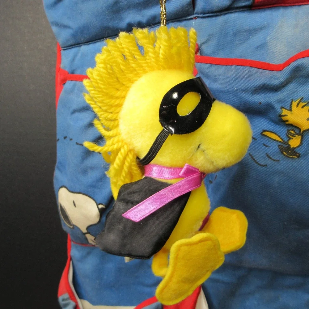 Vintage Peanuts Snoopy Woodstock Hanging Shoe Bag Organizer Storage Blue Red